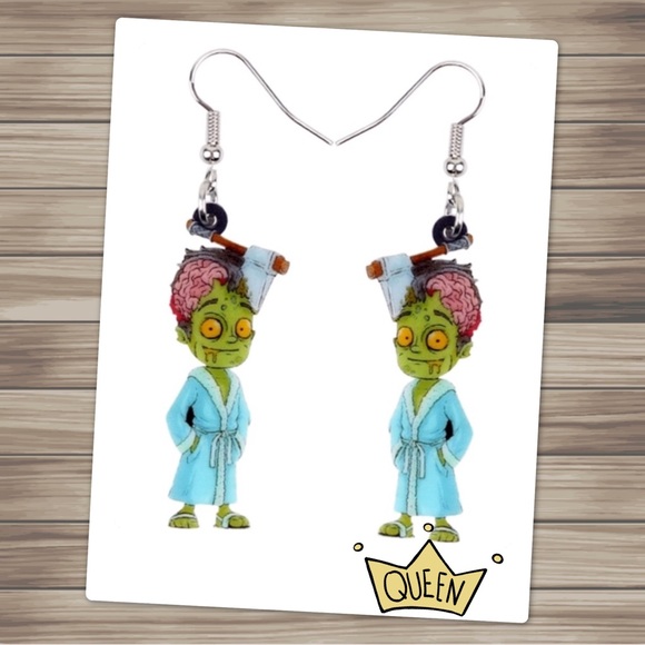 Jewelry - Bathrobe Zombie Acrylic Earrings Halloween
